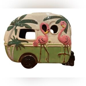 VINTAGE CRACKER BARREL CERAMIC CAMPER FLAMINGO Accent Light Super Cute & Nice